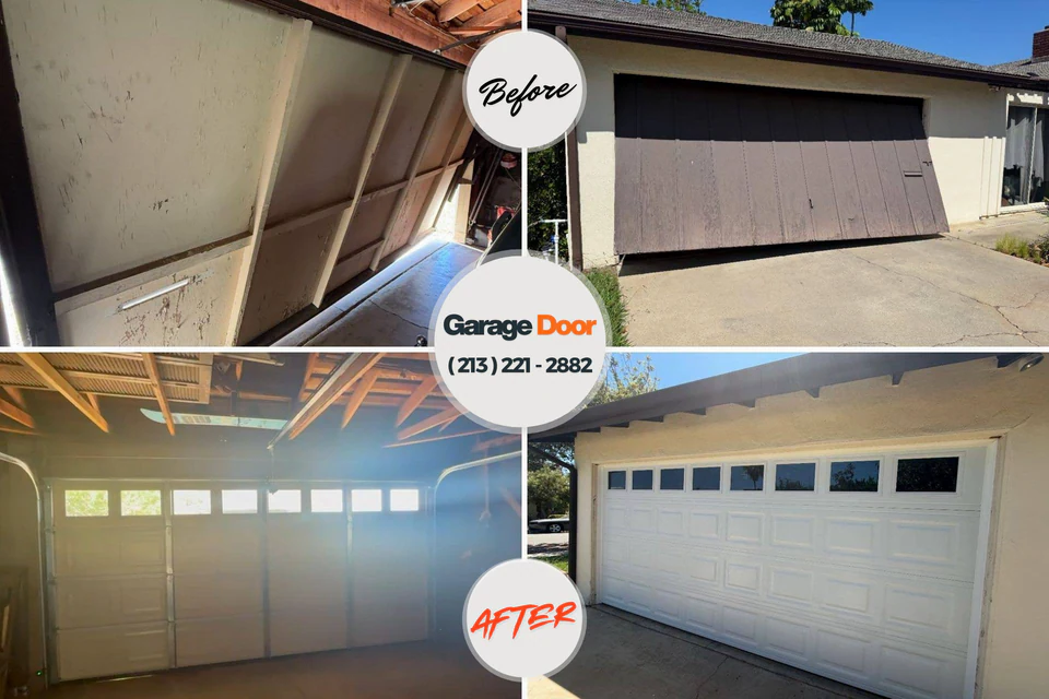 Before and after: garage door repair North Great River, NY